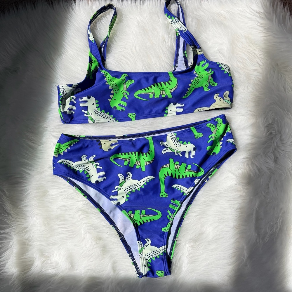 Shein Women's Bikini Set Dinosaur Print High-Waisted Size L